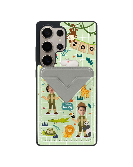 Android Avant Wallet Case - Face Grid Dream Zoo Keeper