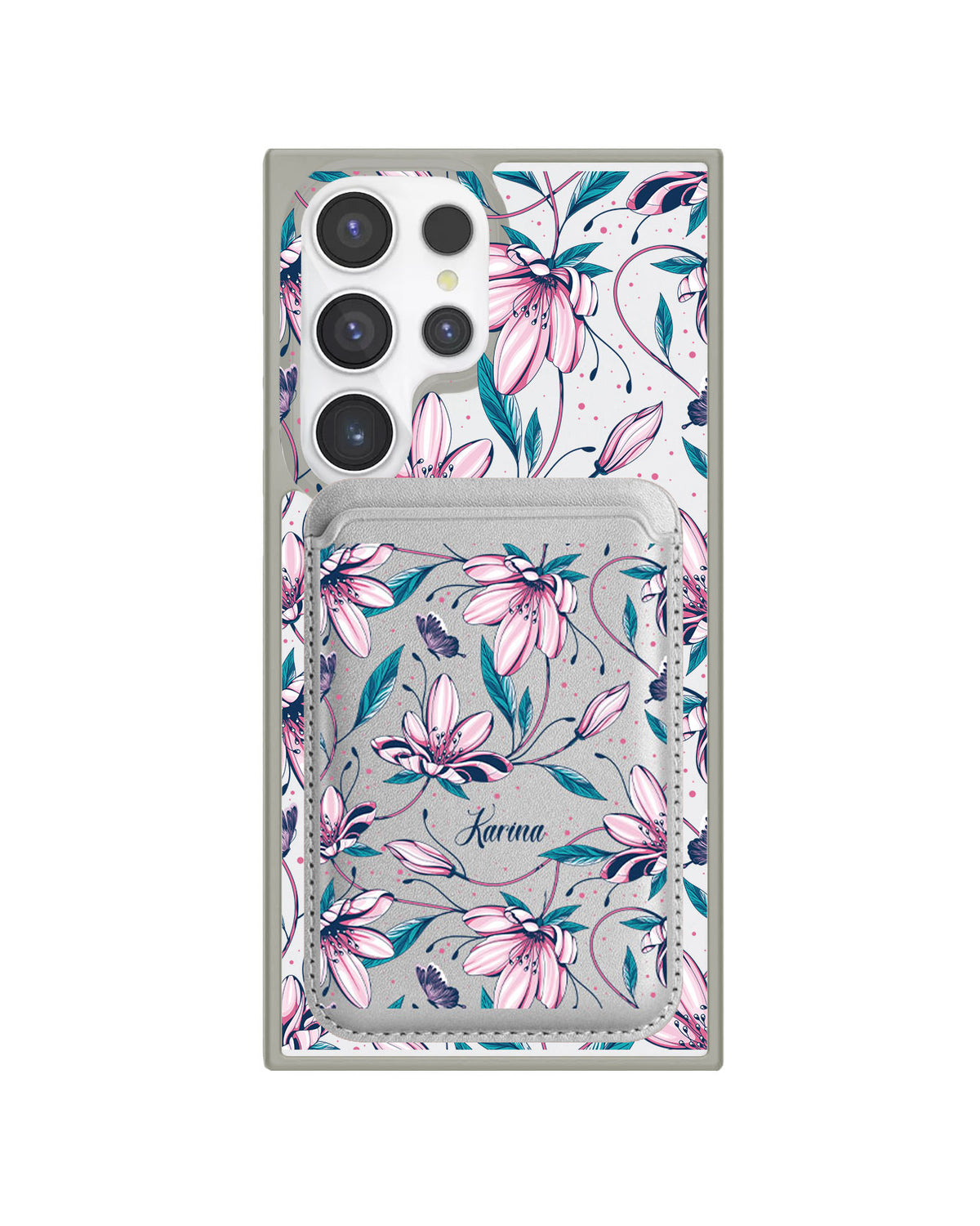 Android Magnetic Wallet Case - Pink Tulip