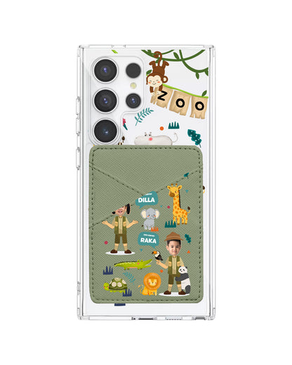 Android Phone Wallet Case - Face Grid Dream Zoo Keeper