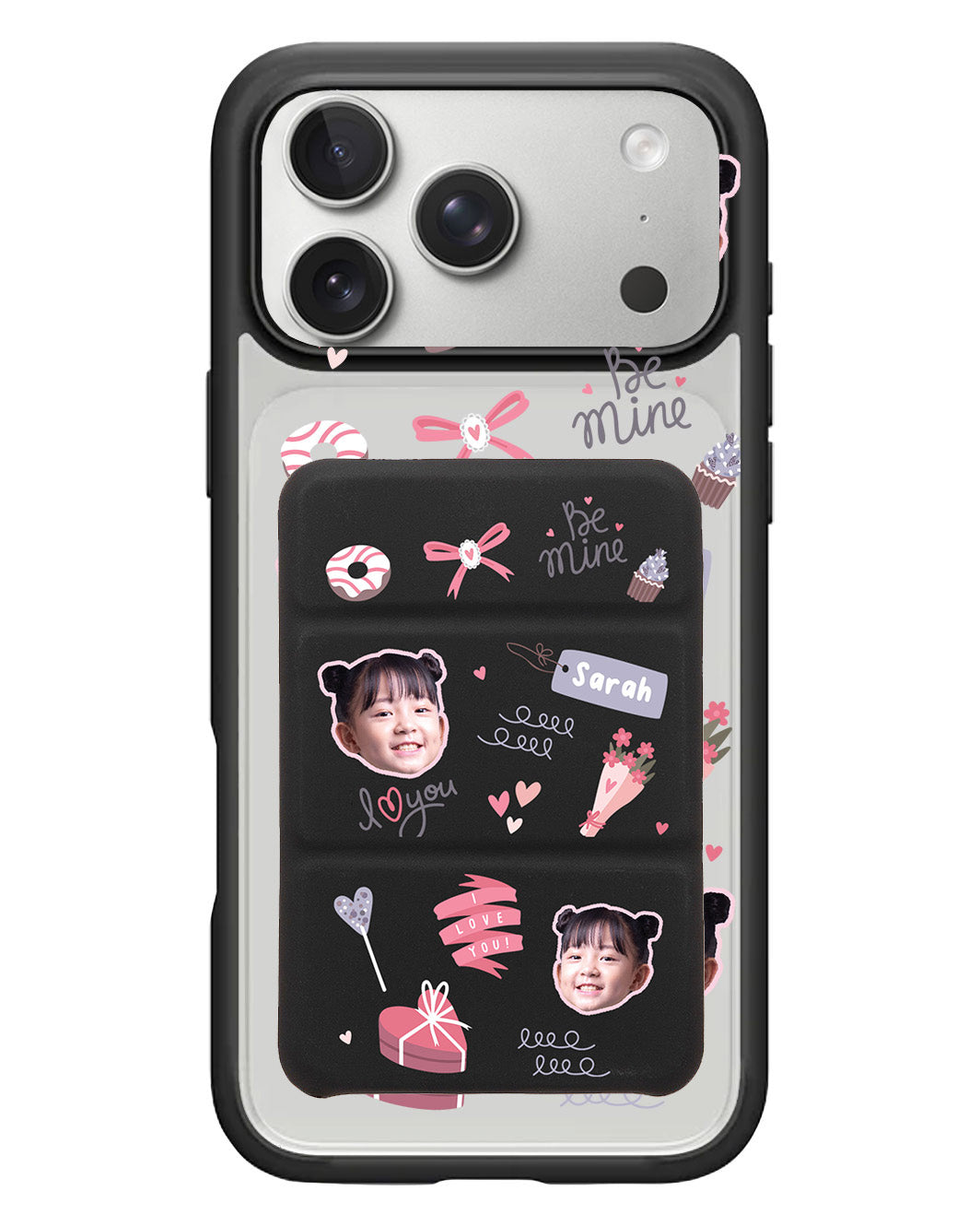 iPhone Magnetic Trifold Wallet Case - Face Grid Lovely