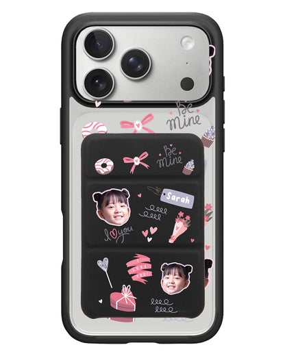 iPhone Magnetic Trifold Wallet Case - Face Grid Lovely