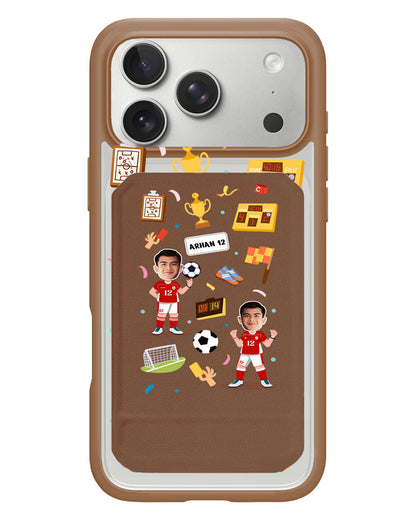 iPhone Magnetic Multifold Wallet - Face Grid Dream Soccer
