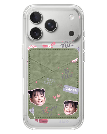 iPhone Phone Wallet Case - Face Grid Lovely