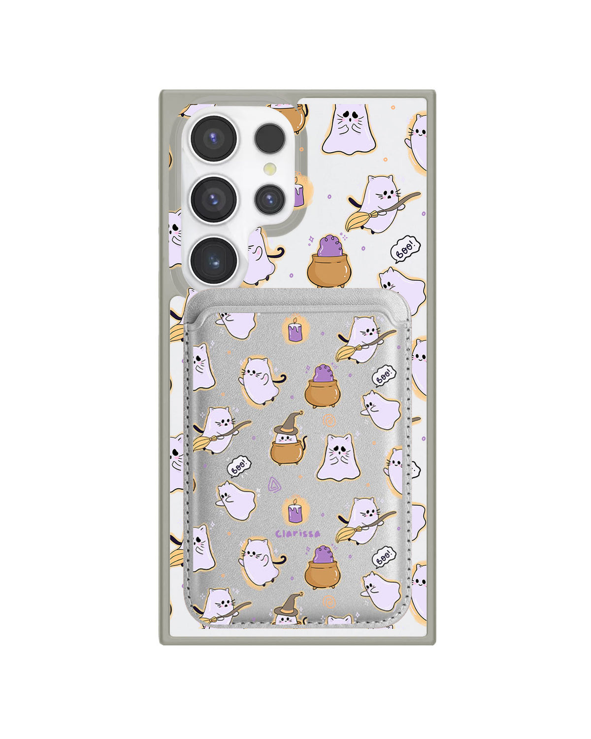 Android Magnetic Wallet Case - Spooky Cat