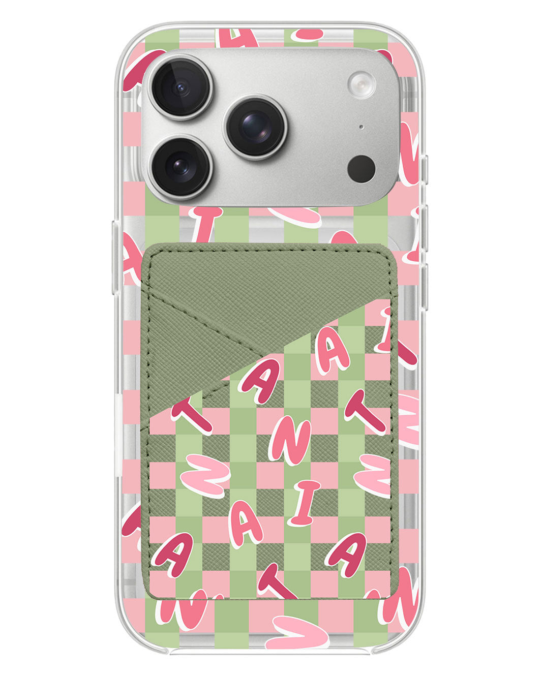 iPhone Phone Wallet Case - Checkered Monogram 4.0