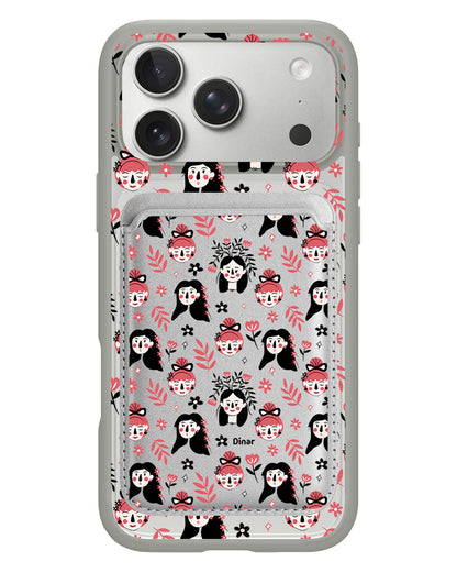 iPhone Magnetic Wallet Case - Flowery Faces