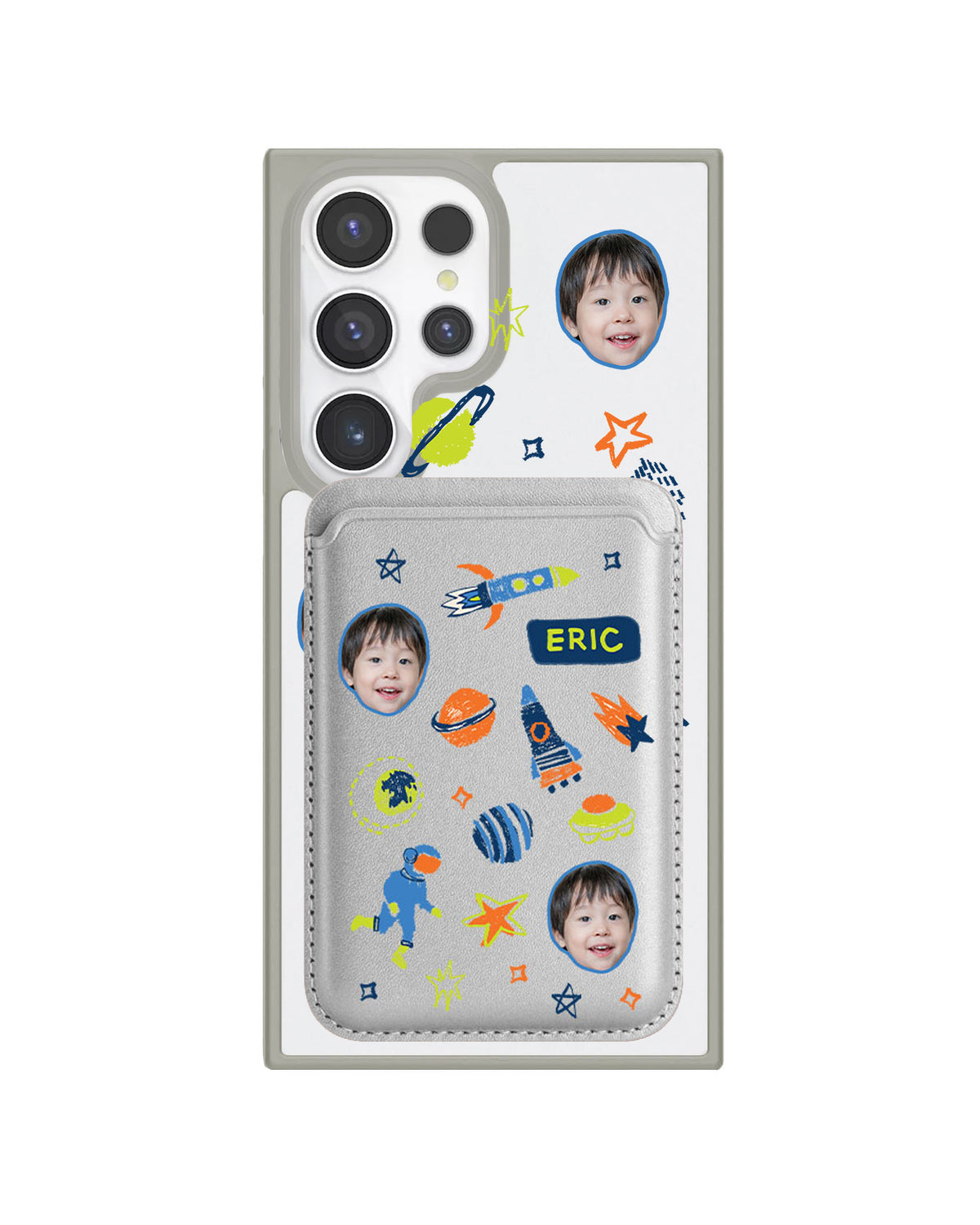 Android Magnetic Wallet Case - Face Grid Galaxy