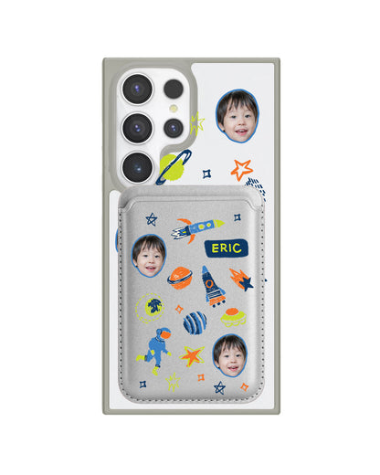 Android Magnetic Wallet Case - Face Grid Galaxy