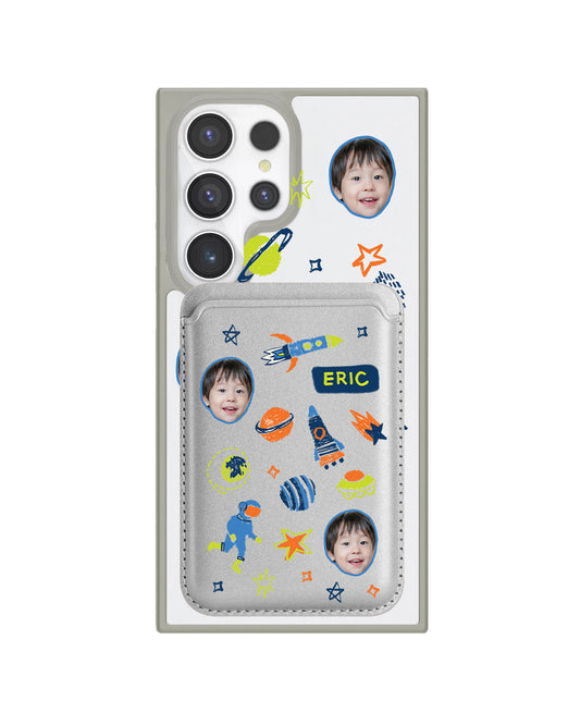 Android Magnetic Wallet Case - Face Grid Galaxy