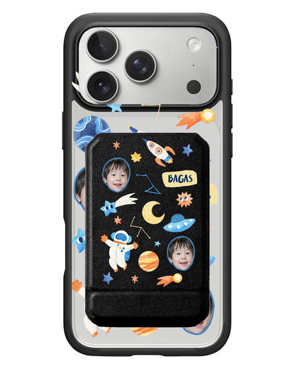 iPhone Magnetic Multifold Wallet - Face Grid Astronout