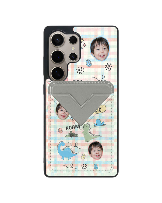 Android Avant Wallet Case - Face Grid Dino