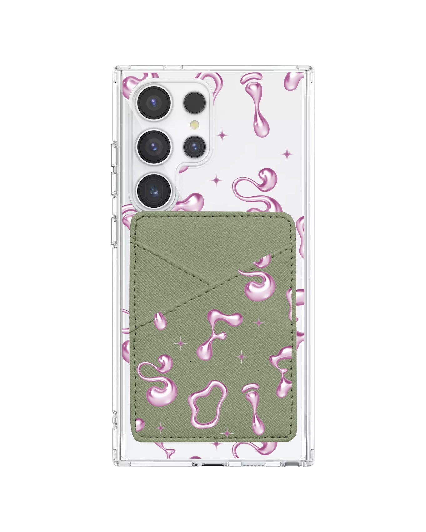 Android Phone Wallet Case - Pink Chrome Monogram