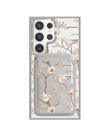 Android Magnetic Wallet Case - Lovebird Monochrome 3.0
