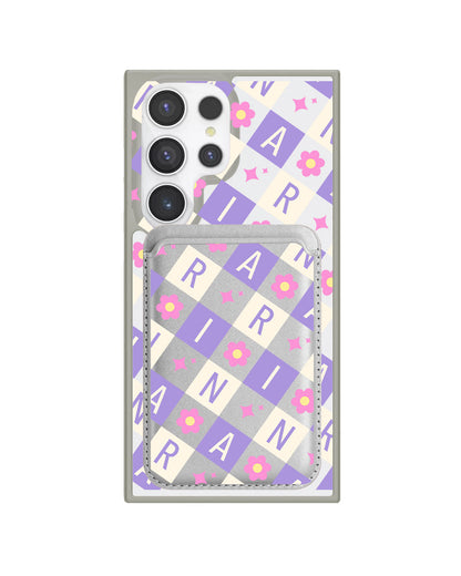 Android Magnetic Wallet Case - Flower Grid Monogram 3.0