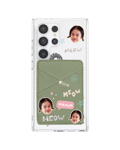 Android Phone Wallet Case - Face Grid Kitty