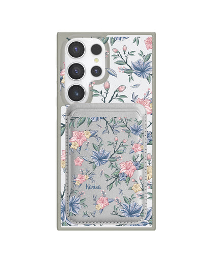 Android Magnetic Wallet Case - Pink & Blue Floral
