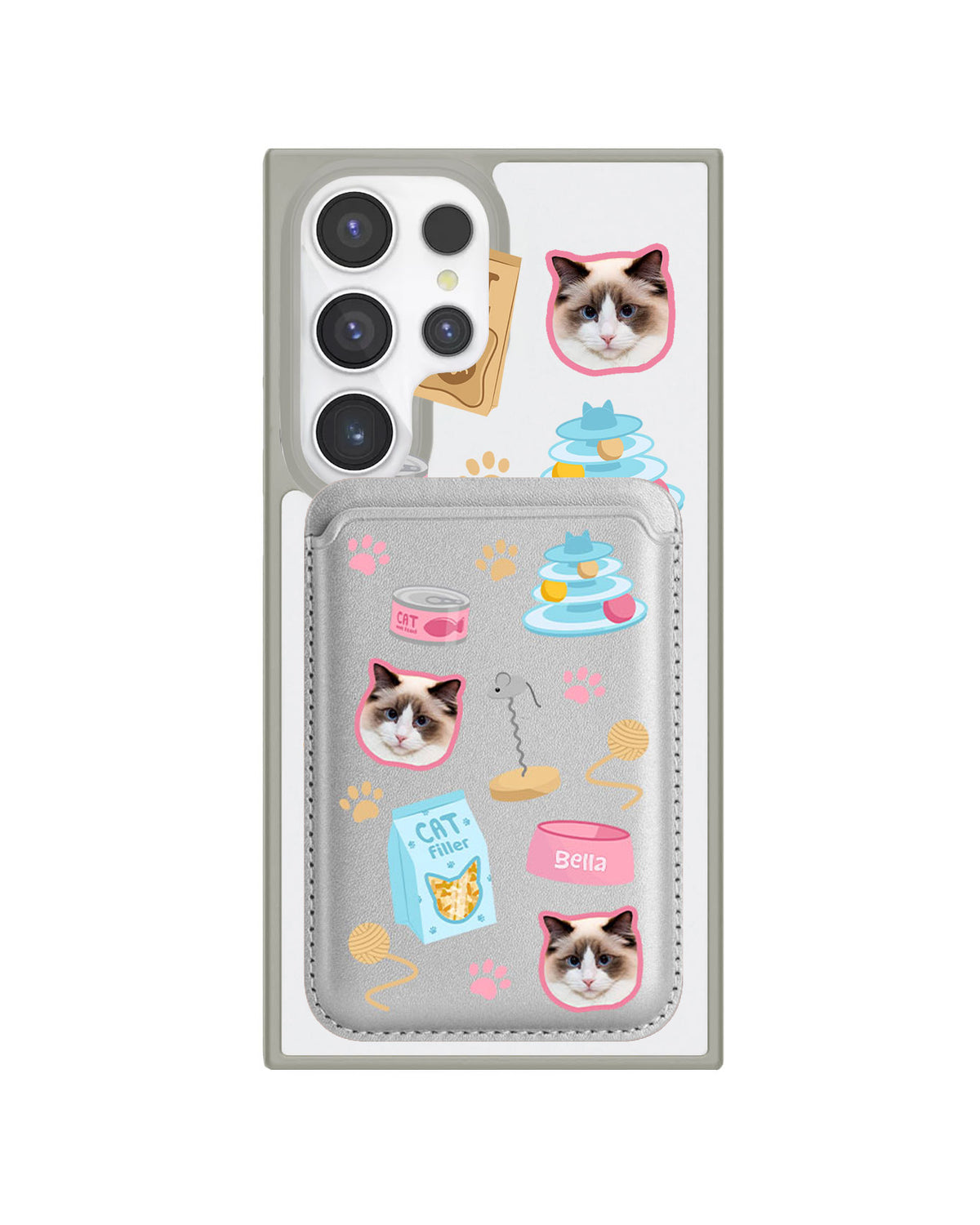 Android Magnetic Wallet Case - Pet Grid Kitty Playtime