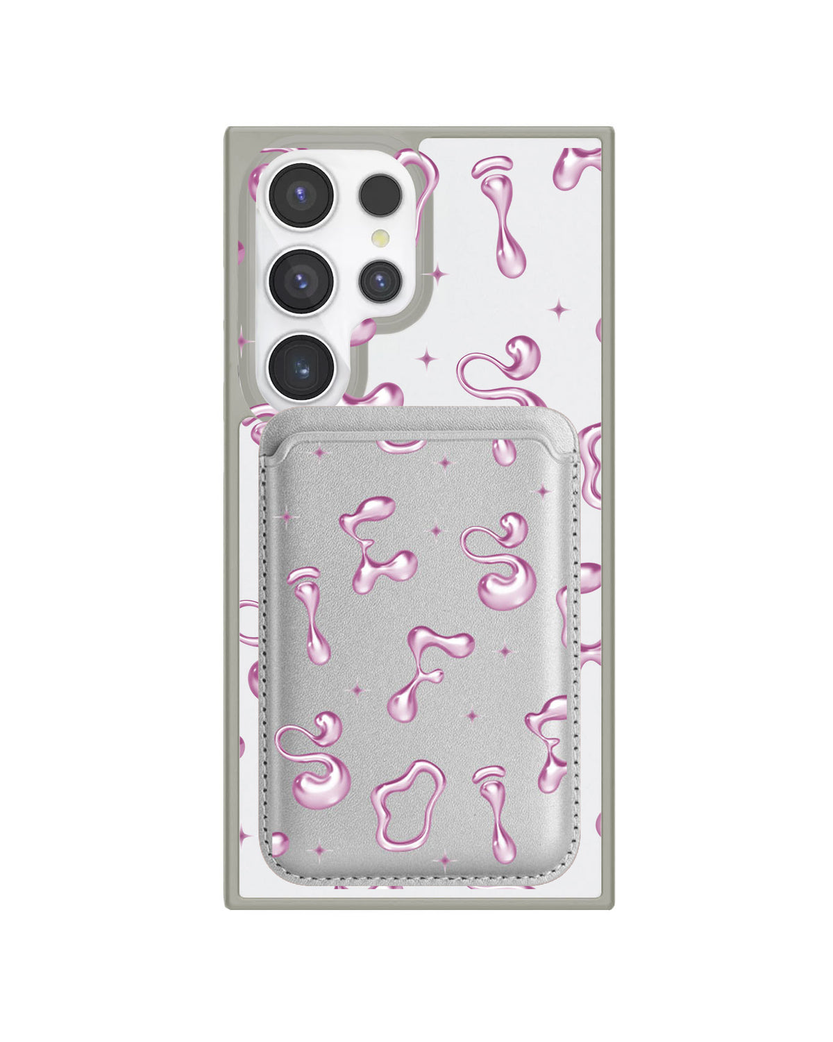Android Magnetic Wallet Case - Pink Chrome Monogram