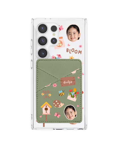 Android Phone Wallet Case - Face Grid Spring Bloom