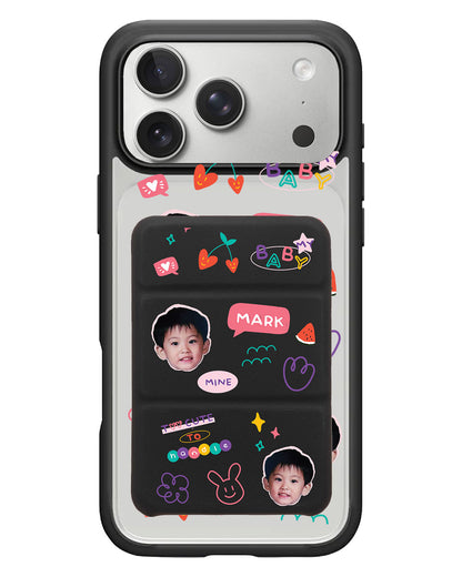 iPhone Magnetic Trifold Wallet Case - Face Grid