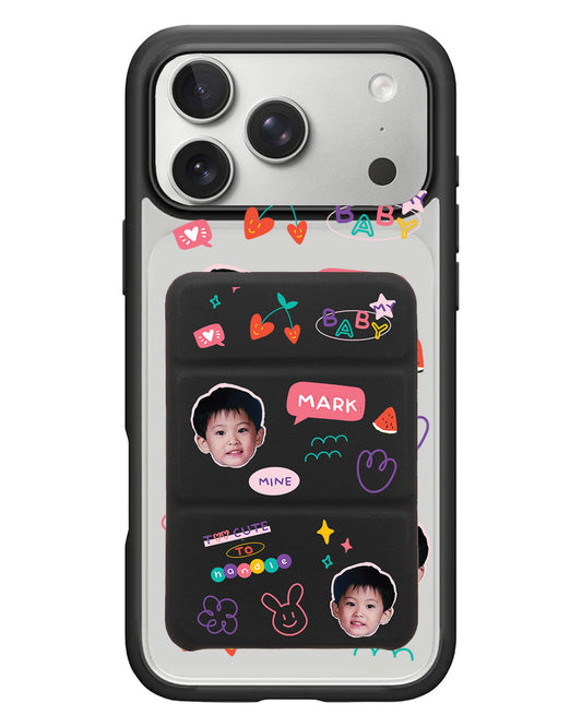 iPhone Magnetic Trifold Wallet Case - Face Grid