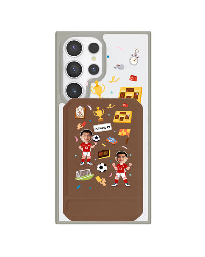 Android Magnetic Multifold Wallet - Face Grid Dream Soccer