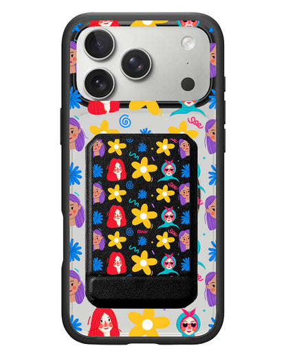 iPhone Magnetic Multifold Wallet - Daisy Faces