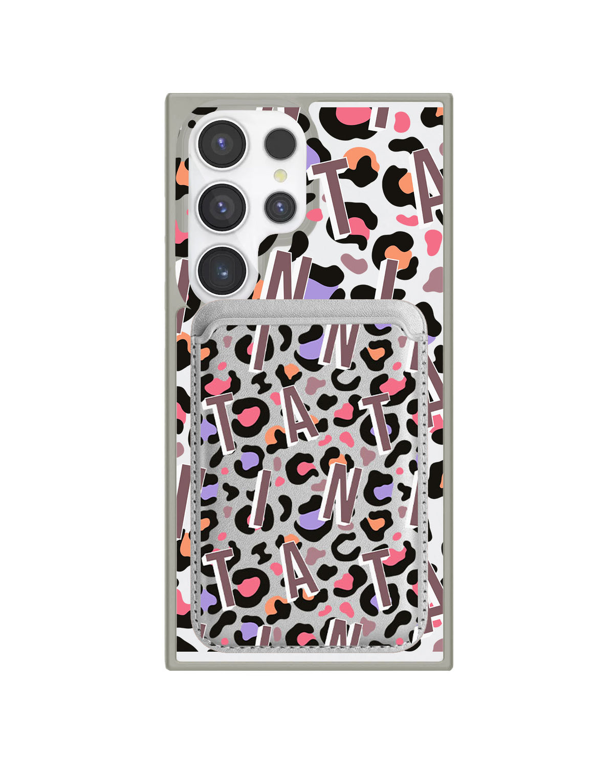 Android Magnetic Wallet Case - Leopard Monogram 5.0