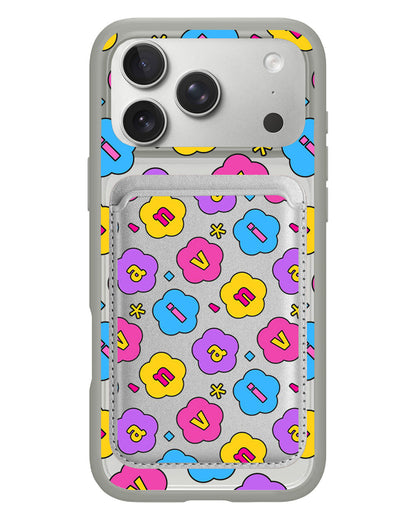 iPhone Magnetic Wallet Case - Flower Petals Monogram 4.0