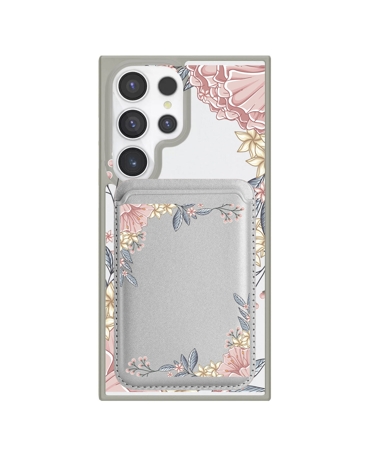 Android Magnetic Wallet Case - Pink Florals