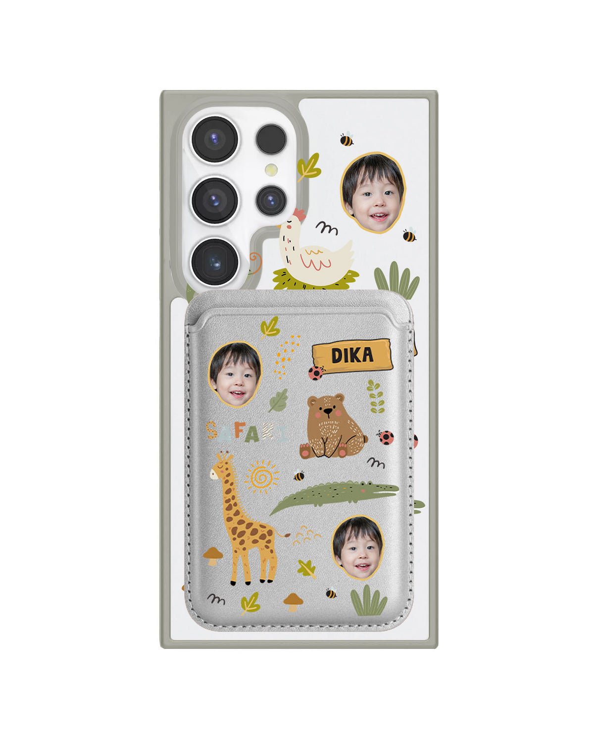 Android Magnetic Wallet Case - Face Grid Safari