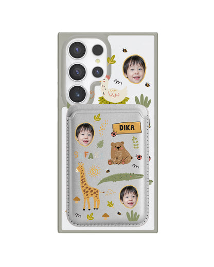 Android Magnetic Wallet Case - Face Grid Safari