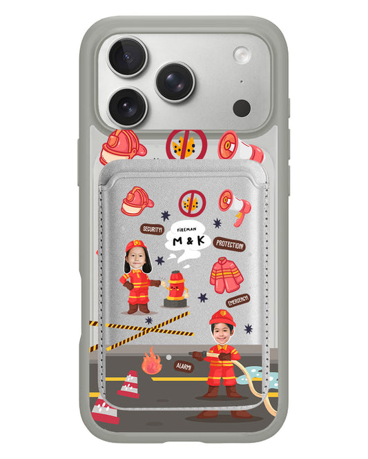 iPhone Magnetic Wallet Case - Face Grid Dream Firefighter