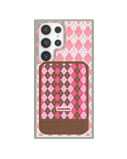 Android Magnetic Multifold Wallet - Pink Argyle