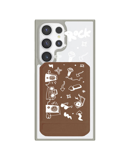 Android Magnetic Multifold Wallet - Rock N Roll White