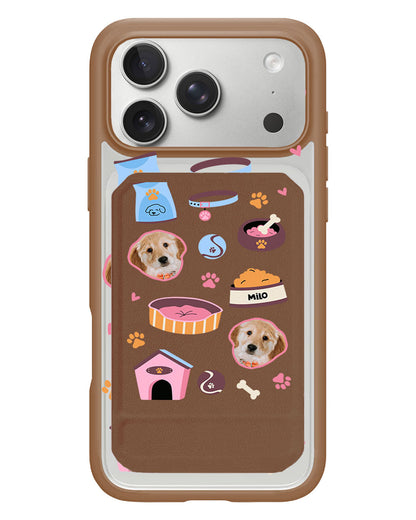 iPhone Magnetic Multifold Wallet - Pet Grid Puppy Cozy Day