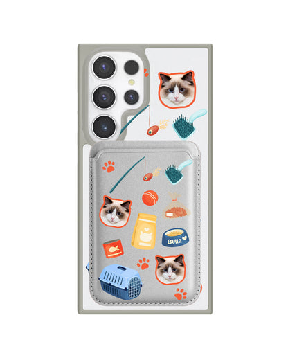 Android Magnetic Wallet Case - Pet Grid Kitty Adventures