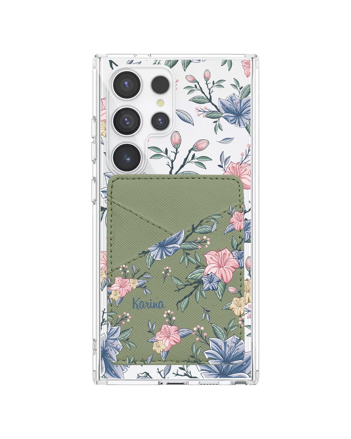 Android Phone Wallet Case - Pink & Blue Floral