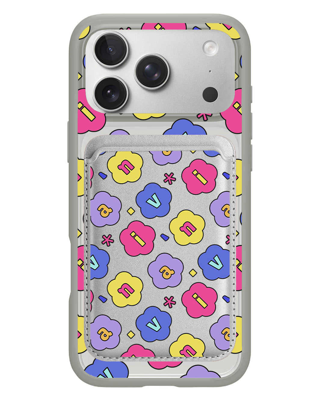 iPhone Magnetic Wallet Case - Flower Petals Monogram 2.0