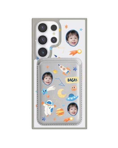 Android Magnetic Wallet Case - Face Grid Astronout