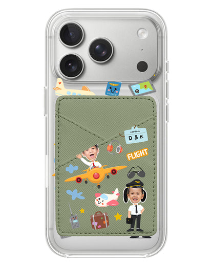 iPhone Phone Wallet Case - Face Grid Dream Pilot