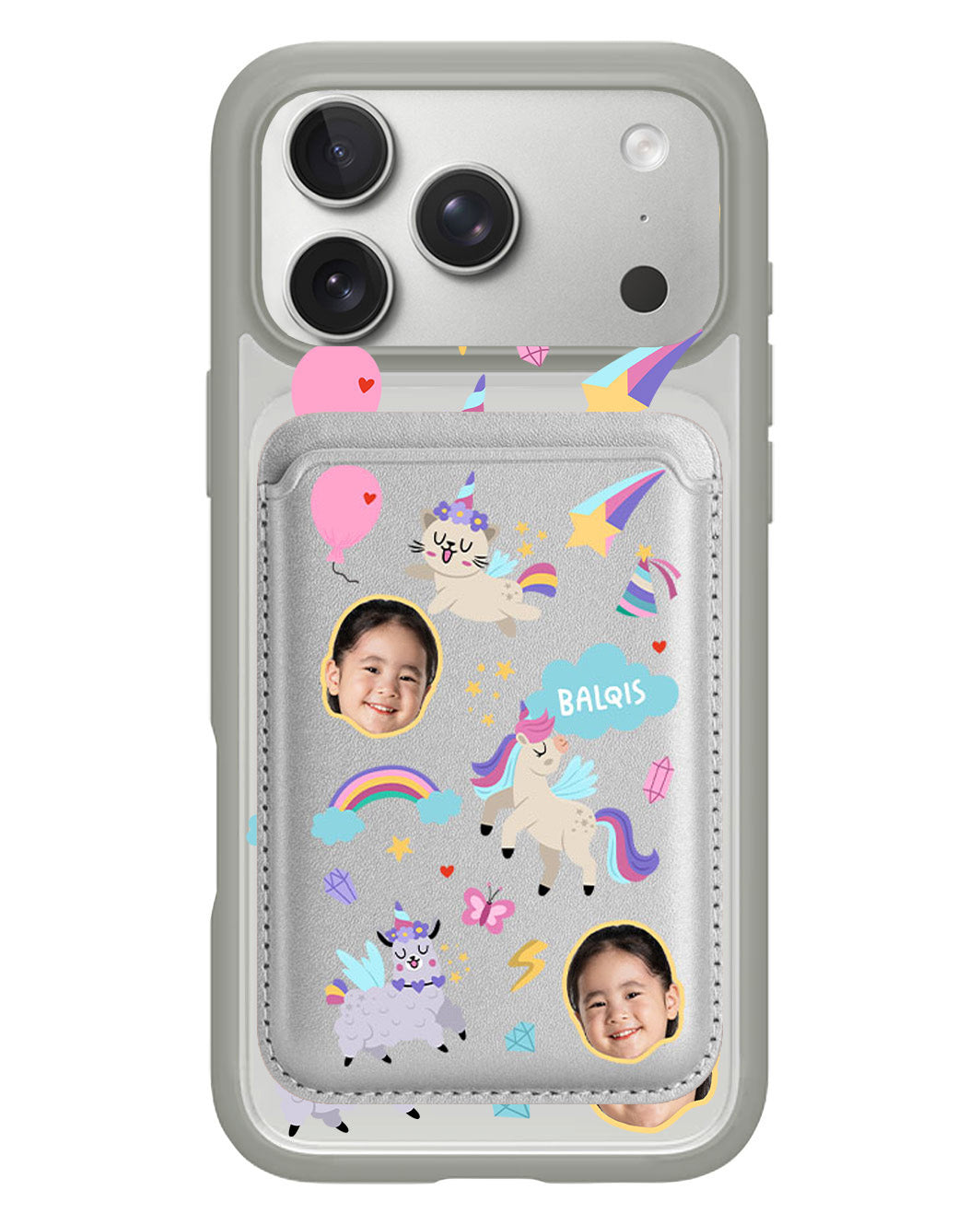 iPhone Magnetic Wallet Case - Face Grid Unicorn