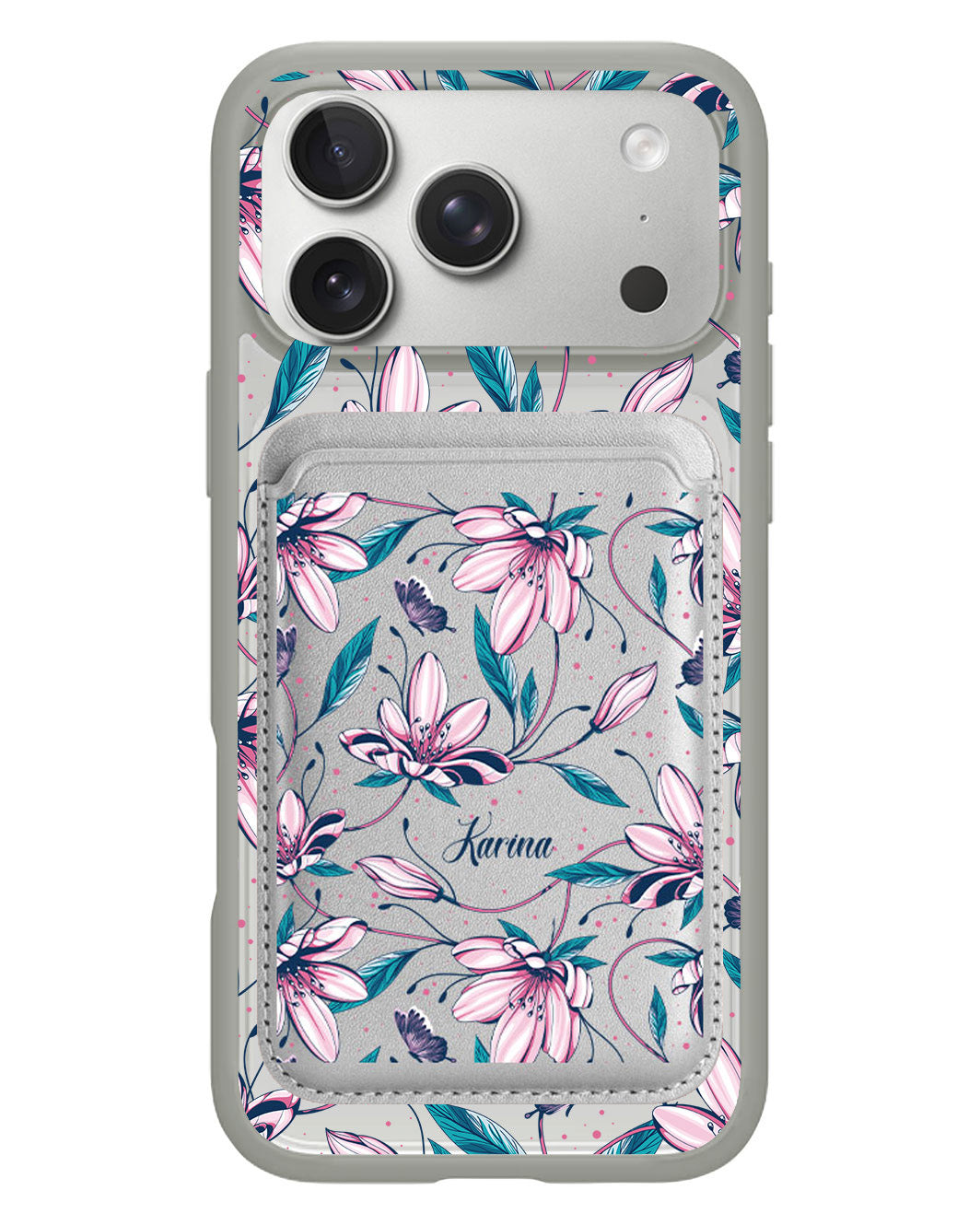 iPhone Magnetic Wallet Case - Pink Tulip