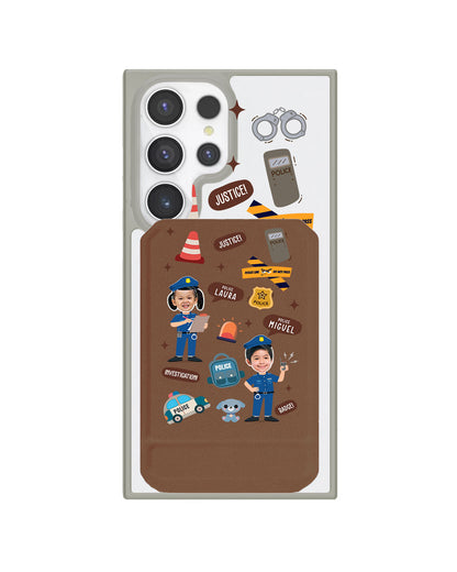 Android Magnetic Multifold Wallet - Face Grid Dream Police