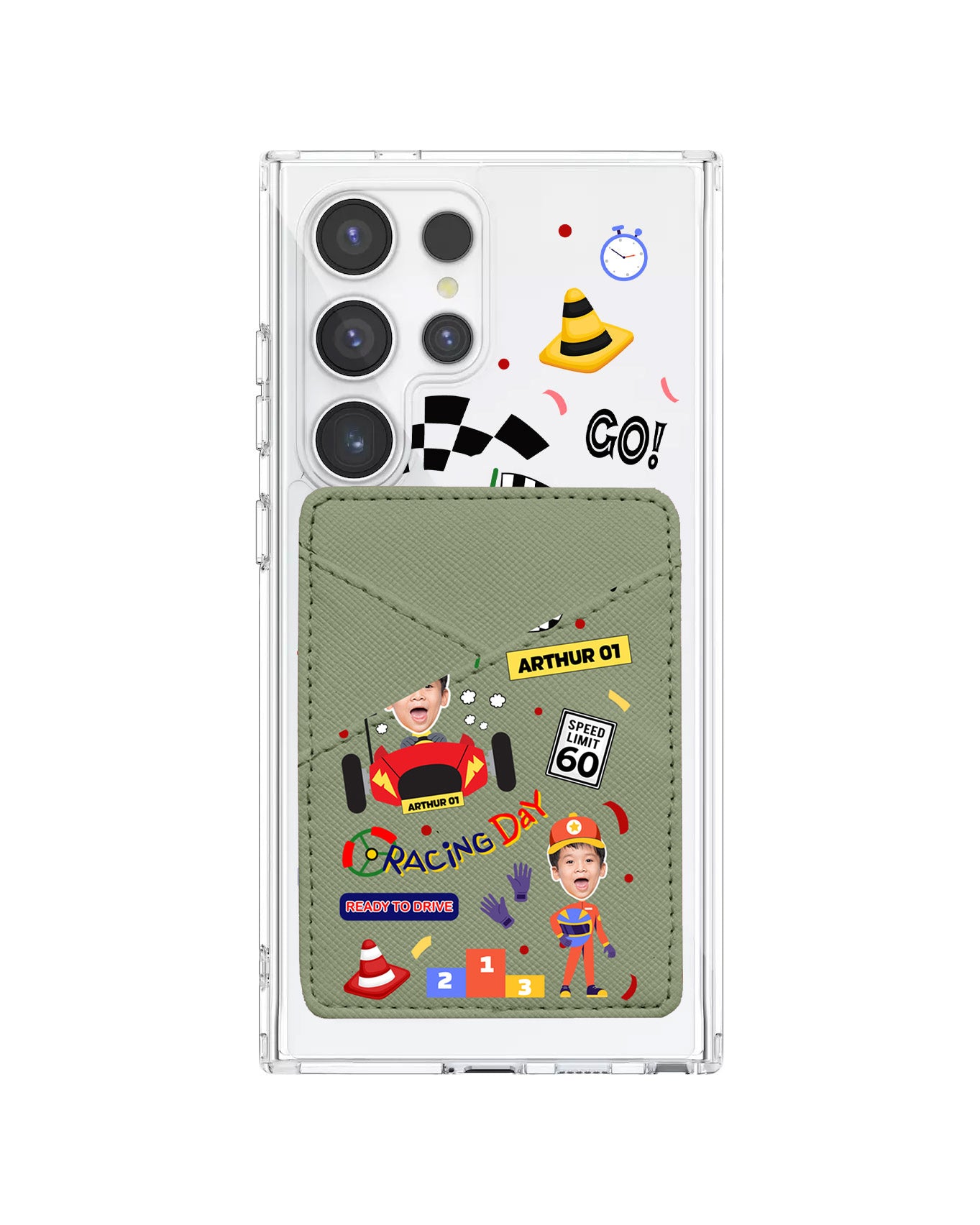 Android Phone Wallet Case - Face Grid Dream Racer