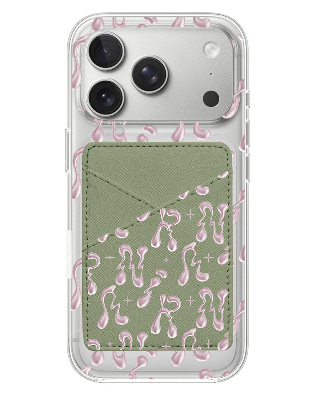 iPhone Phone Wallet Case - Pink Chrome Monogram 2.0