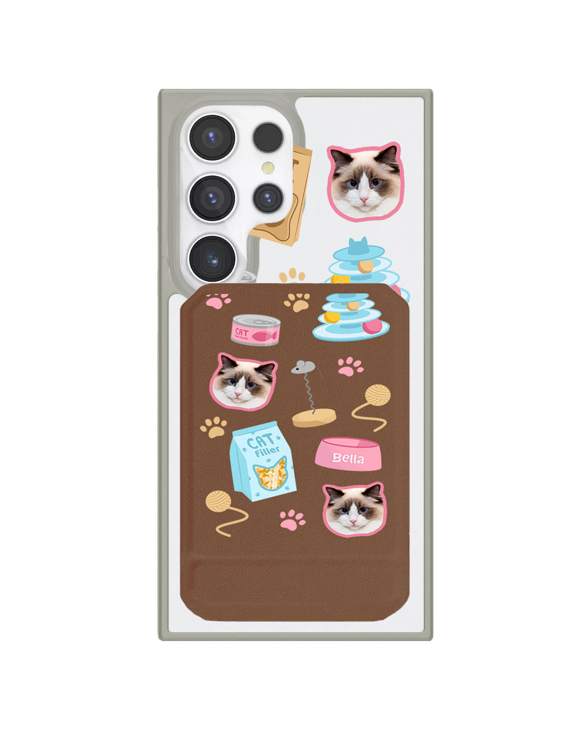 Android Magnetic Multifold Wallet - Pet Grid Kitty Playtime
