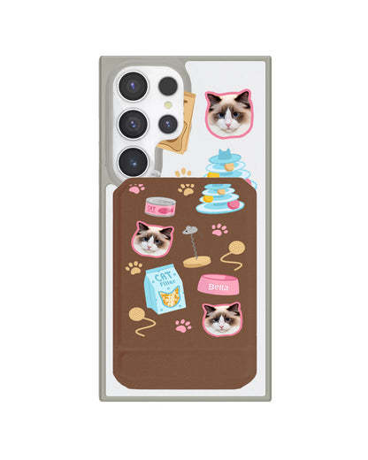 Android Magnetic Multifold Wallet - Pet Grid Kitty Playtime