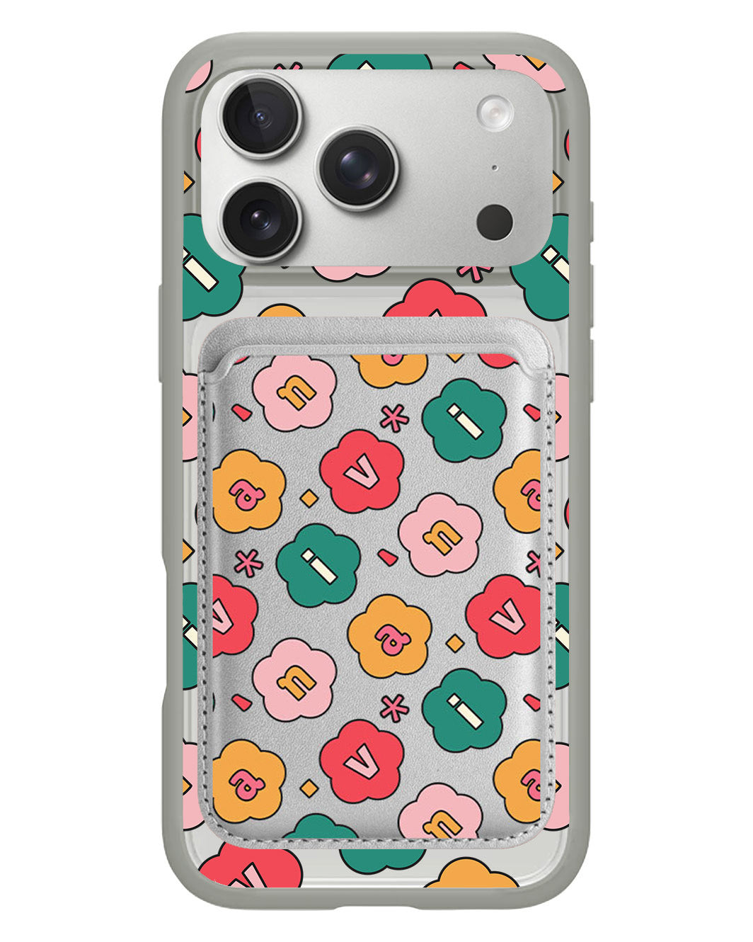 iPhone Magnetic Wallet Case - Flower Petals Monogram 3.0