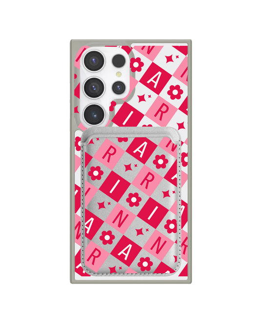 Android Magnetic Wallet Case - Flower Grid Monogram 1.0